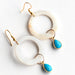 have your hoop and dangle too. carved shell rings dangle from gold plated hooks while turquoise howlite bezels dangle from the hoops