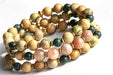Harvest Moon bracelet set featuring Terra Agate, bloodstone. and peach Moonstone, handmade in New Brunswick Canada