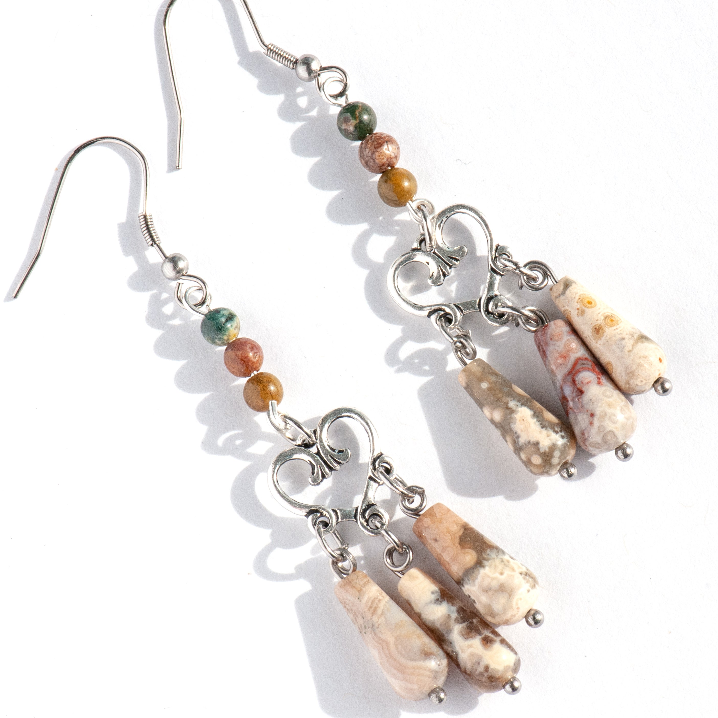 Ocean Jasper dangle earrings in earthy tons for fall