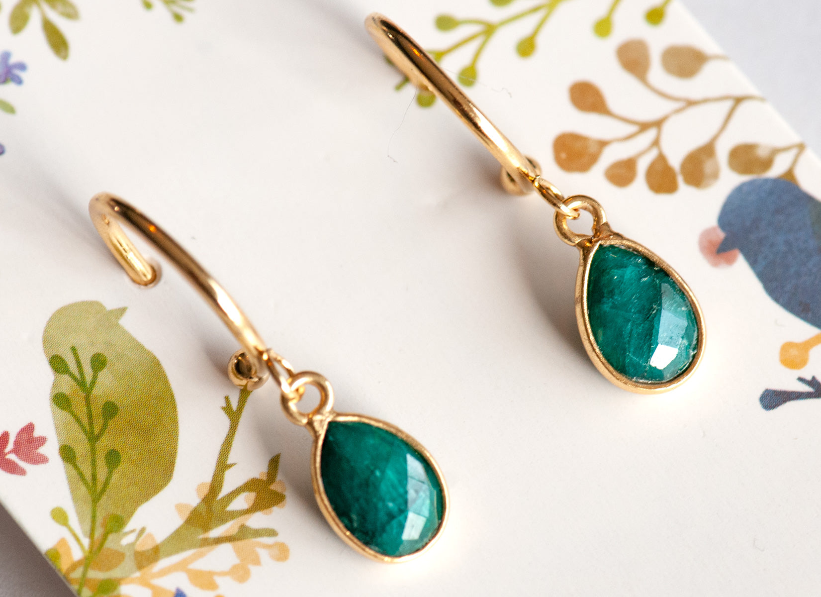 May birthstone emerald earrings made in Canada
