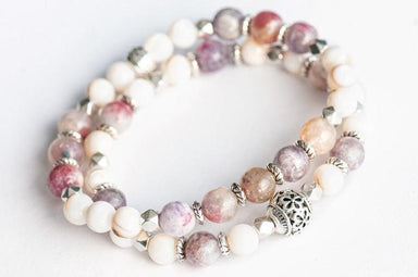 Lepidolite and Pink Tourmaline Self Love Bracelet Set