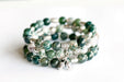 Moss Agate and Tree Agate May Birthstone bracelet stack