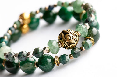May birthstone emerald green gemstone bracelet handmade in New Brunswick Canada
