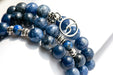Handmade gemstone mala wrap bracelet in cobalt blue lapis lazuli and sodalite beads