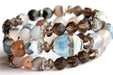 Three-bracelet set featuring blue Opal, smokey quartz and agates handmade in Canada