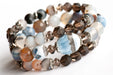 Gemstone bracelet set featuring blue Opal, smokey quartz and agates handmade in Canada