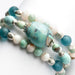 Tidepool Treasures three-bracelet set with Terra Agate, recycled beach glass and shell beads handmade in New Brunswick, Canada