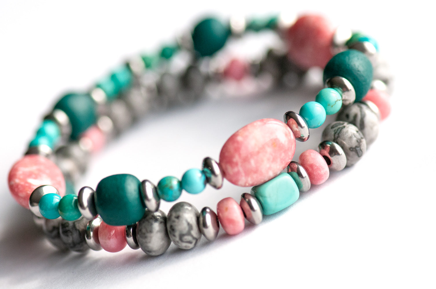 Authentic Lynx - Turquoise & Thulite Bracelet Set - Fierce Lynx Designs