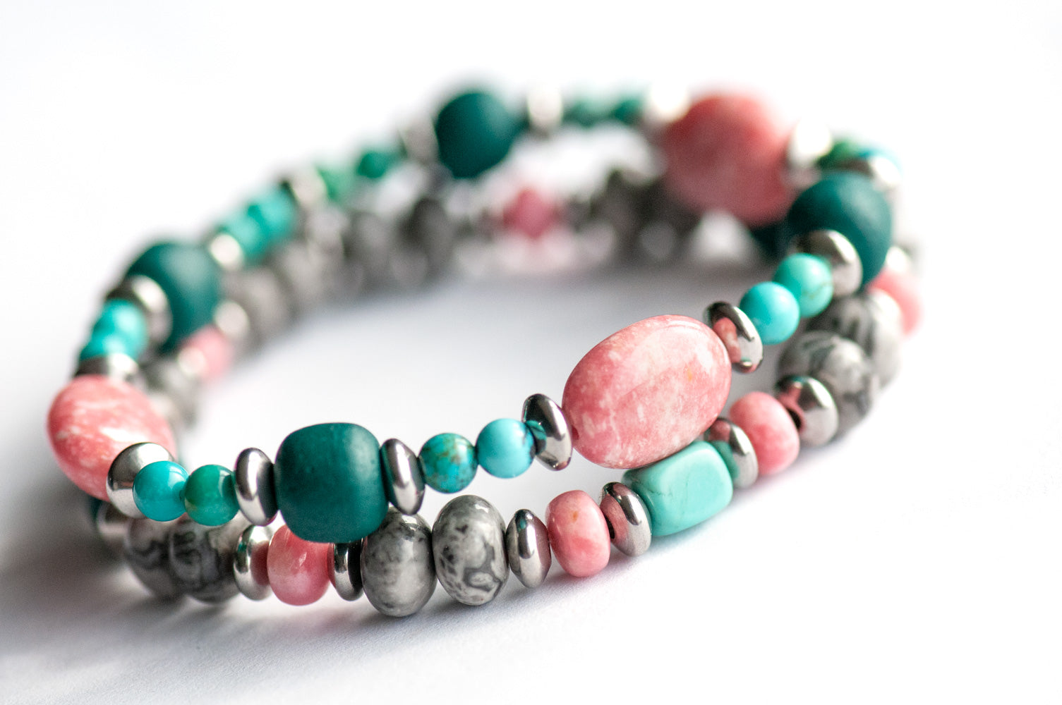 Authentic Lynx - Turquoise & Thulite Bracelet Set - Fierce Lynx Designs