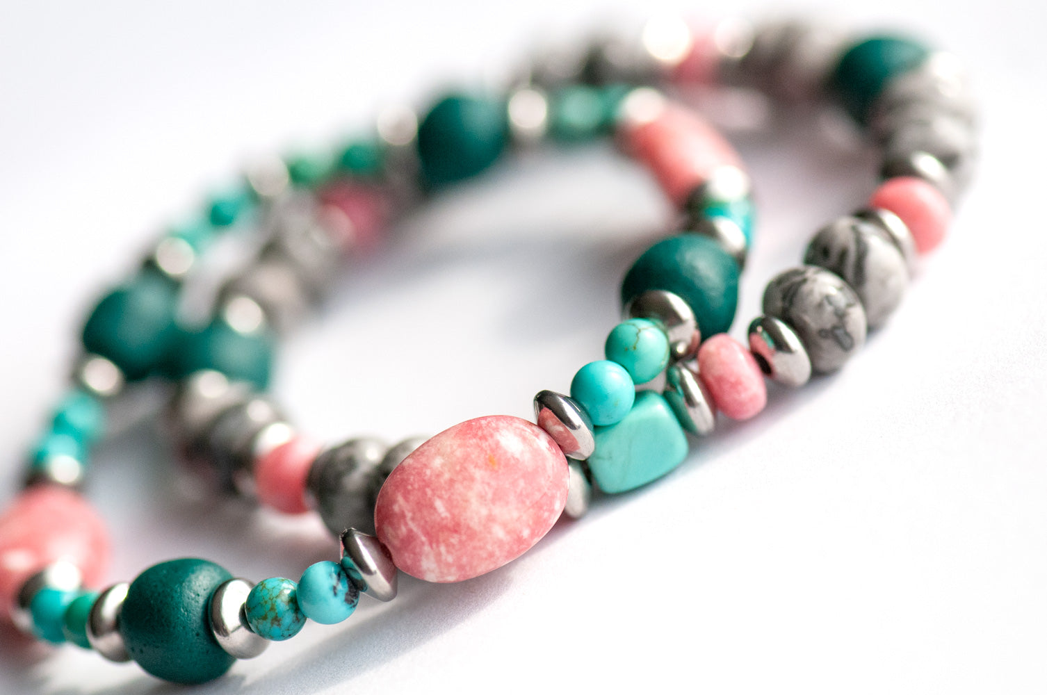 Authentic Lynx - Turquoise & Thulite Bracelet Set - Fierce Lynx Designs