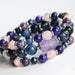 Gemstone bracelet set in navy blue, purple, and pink, handmade in Canada