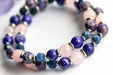 Gemstone bracelet set with pink, purple, and navy gemstones