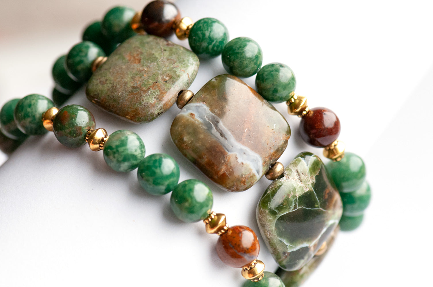 Australian Opal and green jade bracelet handmade in canada