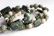 Green jaspers and black spinel three-bracelet set handmade in canada