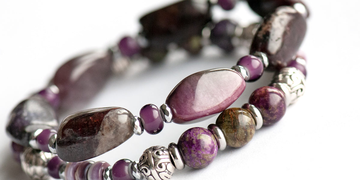 Buy The Purple Agate and Flower Center Bead Bracelet | JaeBee Jewelry 7 - 8