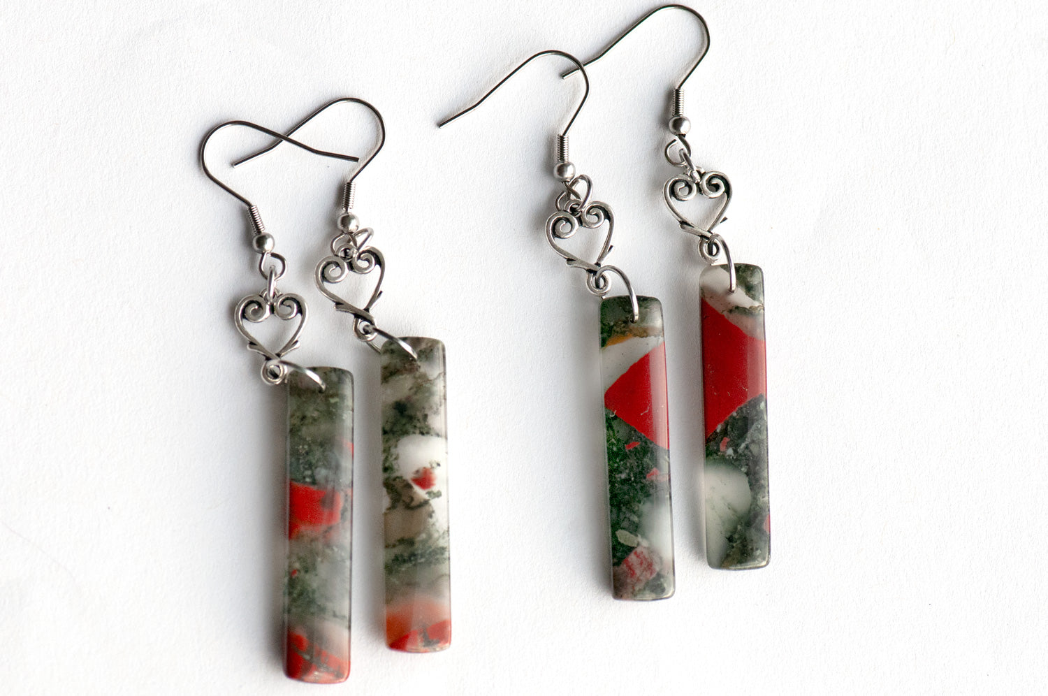 African Bloodstone drop earrings handmade in NB Canada Alternate March Birthstone