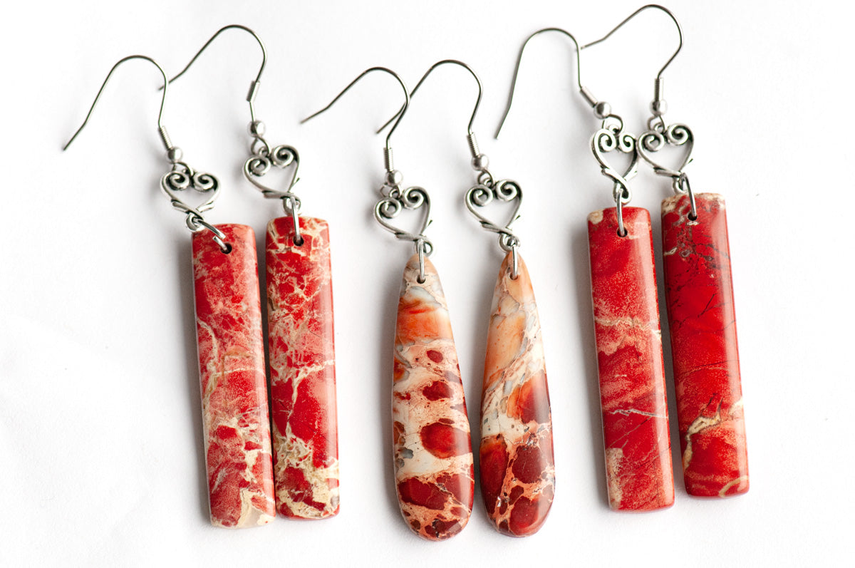 Red Bend Jasper drop earrings handmade in Canada