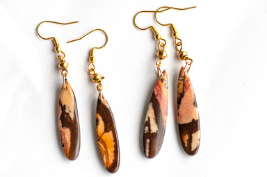 Australian Outback Jasper drop earrings with gold-plated stainless steel hooks handmade in canada