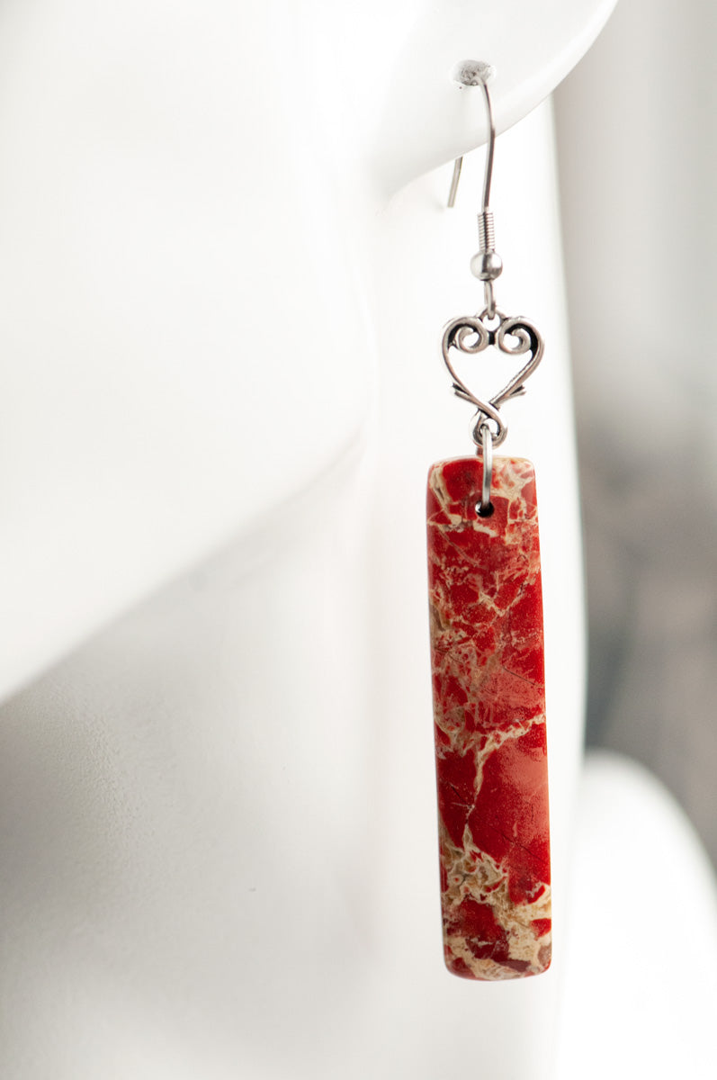 Red Bend Jasper drop earrings handmade in Canada
