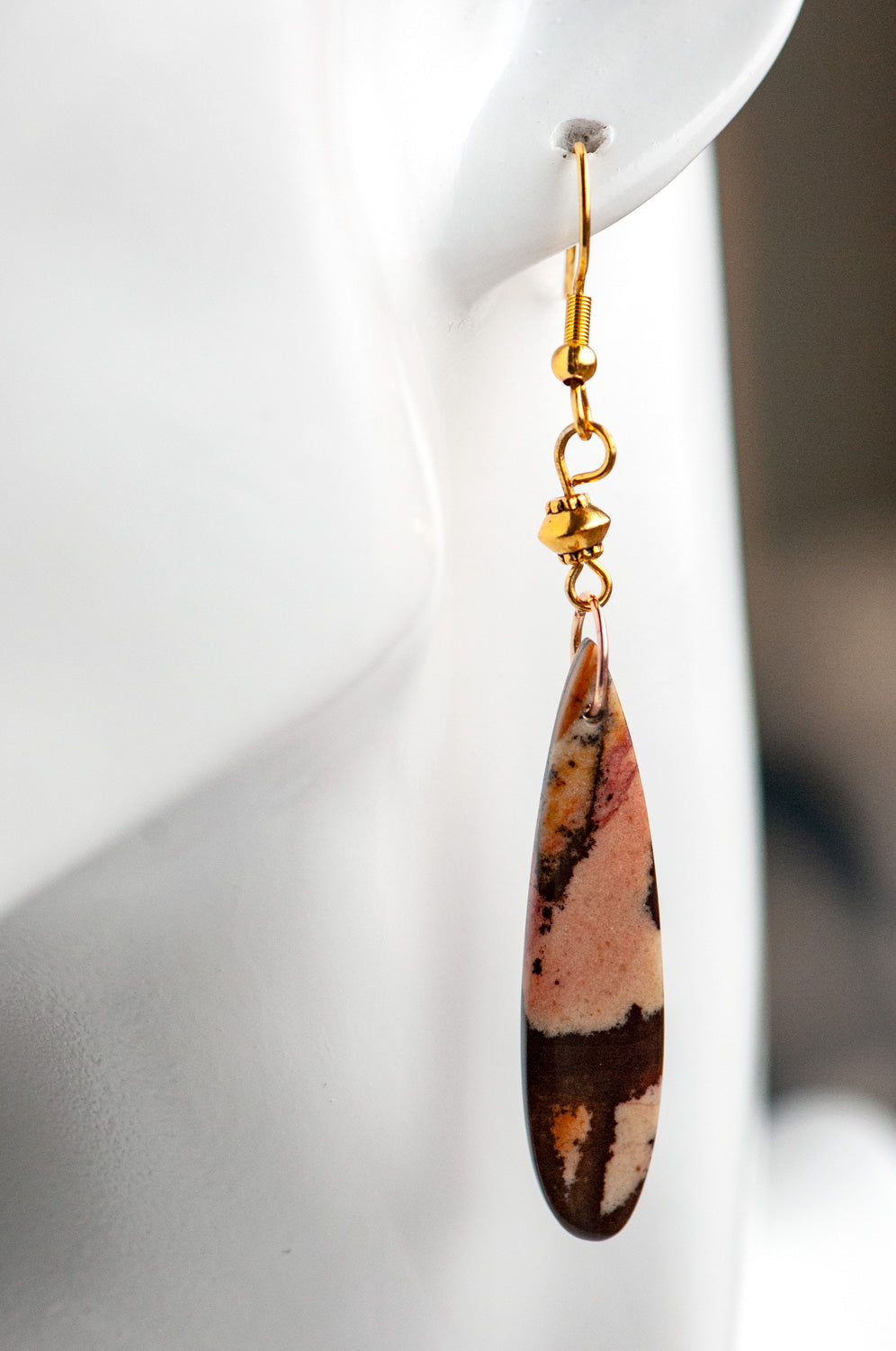 Australian Outback Jasper drop earrings with gold-plated stainless steel hooks handmade in canada