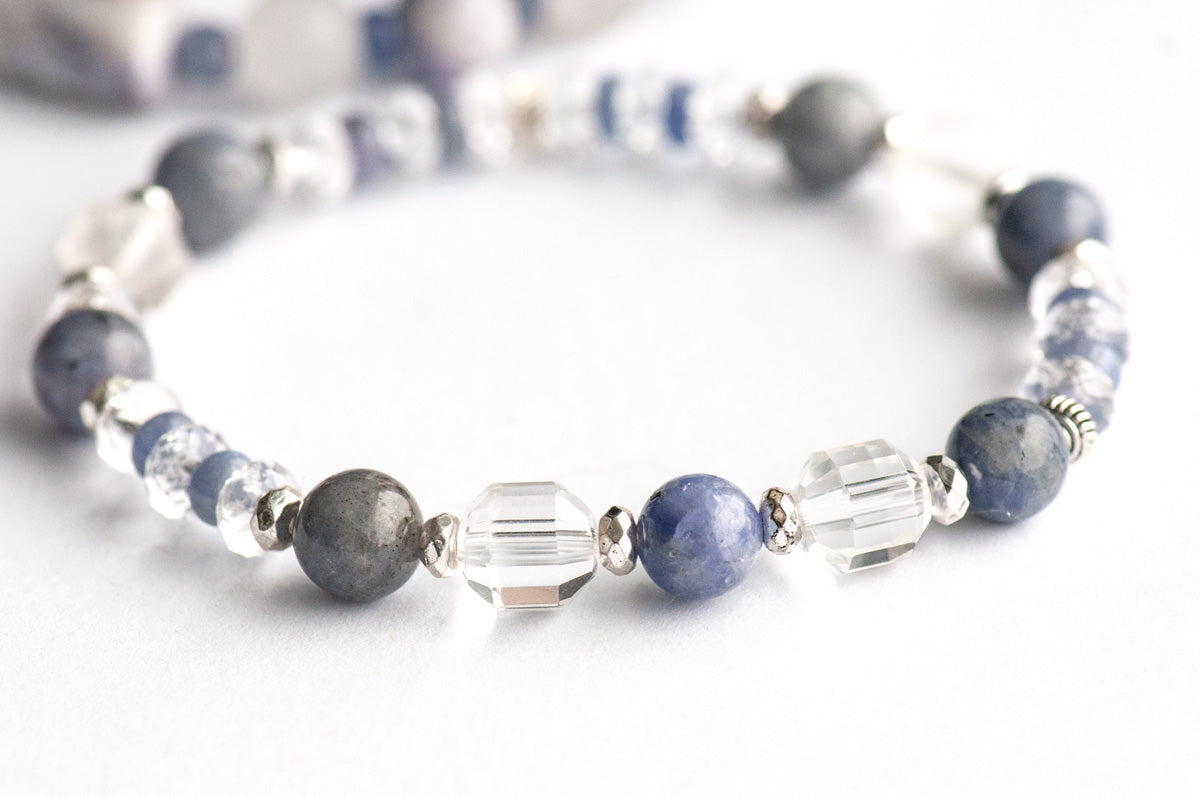 Tanzanite and Quartz Crystal bracelet handmade in Canada