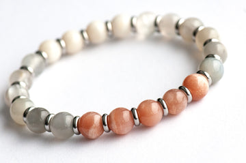 Grade A Rainbow Moonstone crystal healing bracelet handmade in New Brunswick Canada