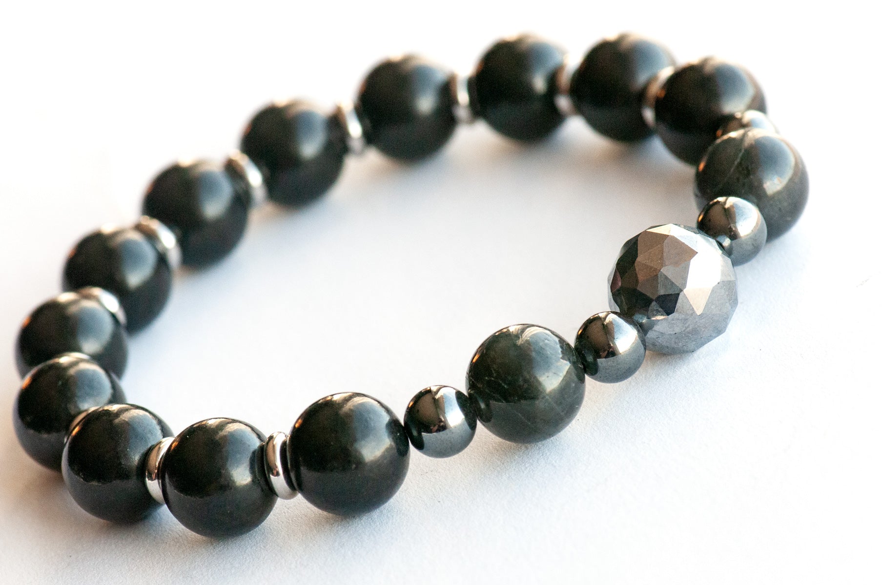 Shungite Shield Terahertz, Shungite, Hematite and Black Labradorite bracelet