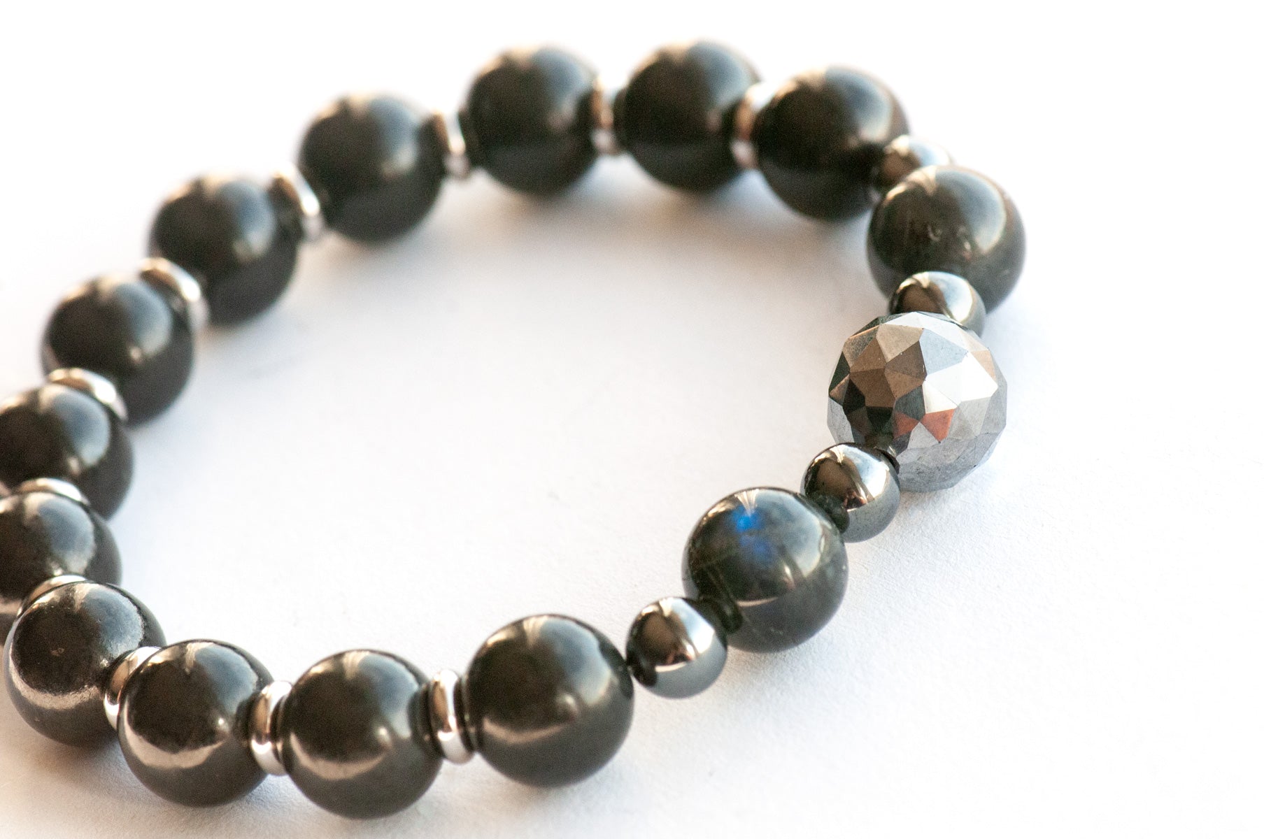 Shungite Shield Terahertz, Shungite, Hematite and Black Labradorite bracelet