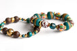 Handmade eco-friendly tribal boho bracelet set in brown and teal
