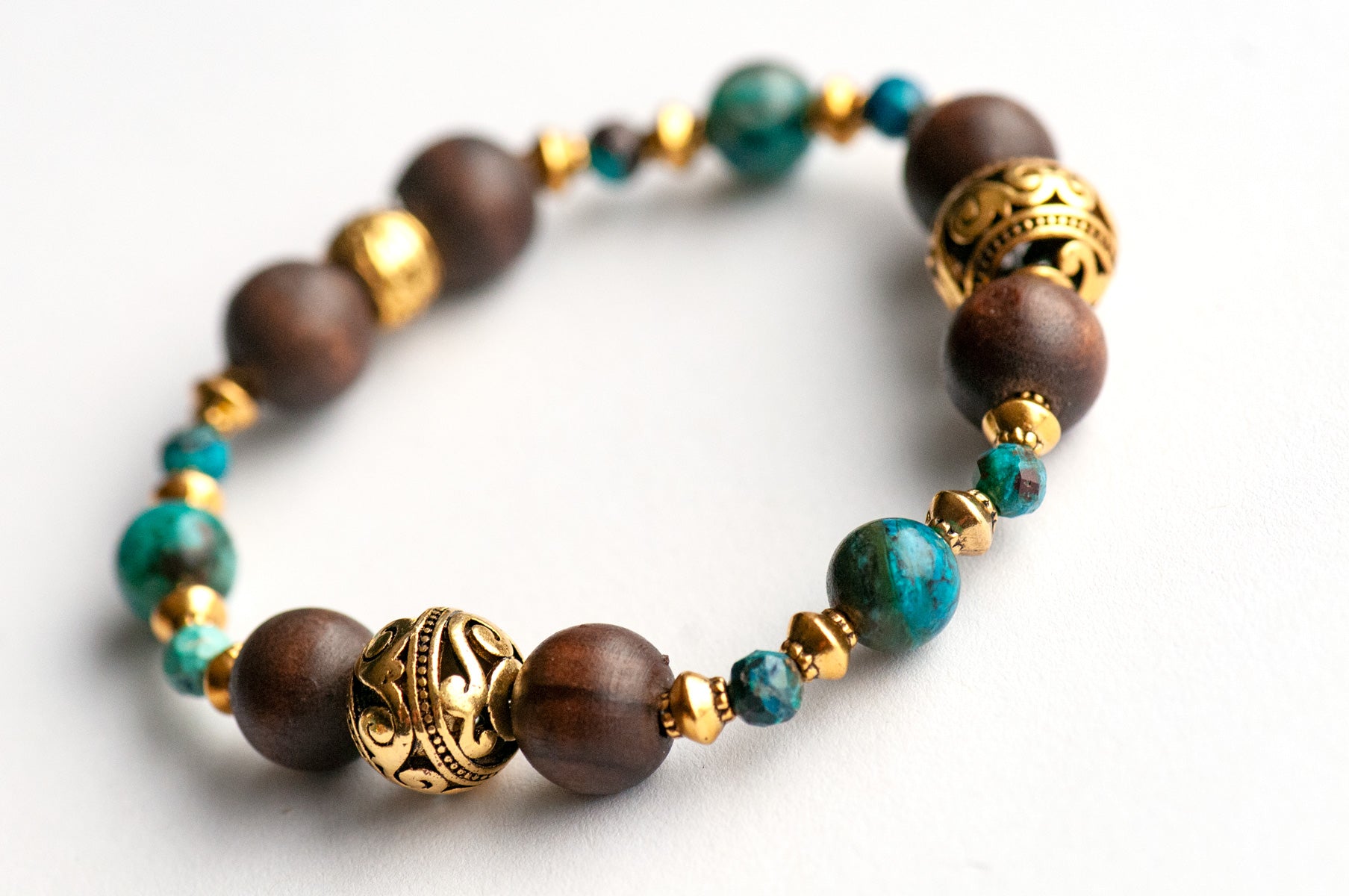 Handmade peruvian chrysocolla bracelet set