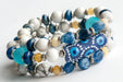 Voyage to Santorini - Kyanite, Lapis, Howlite, and Opal bracelet set inspired by Greece