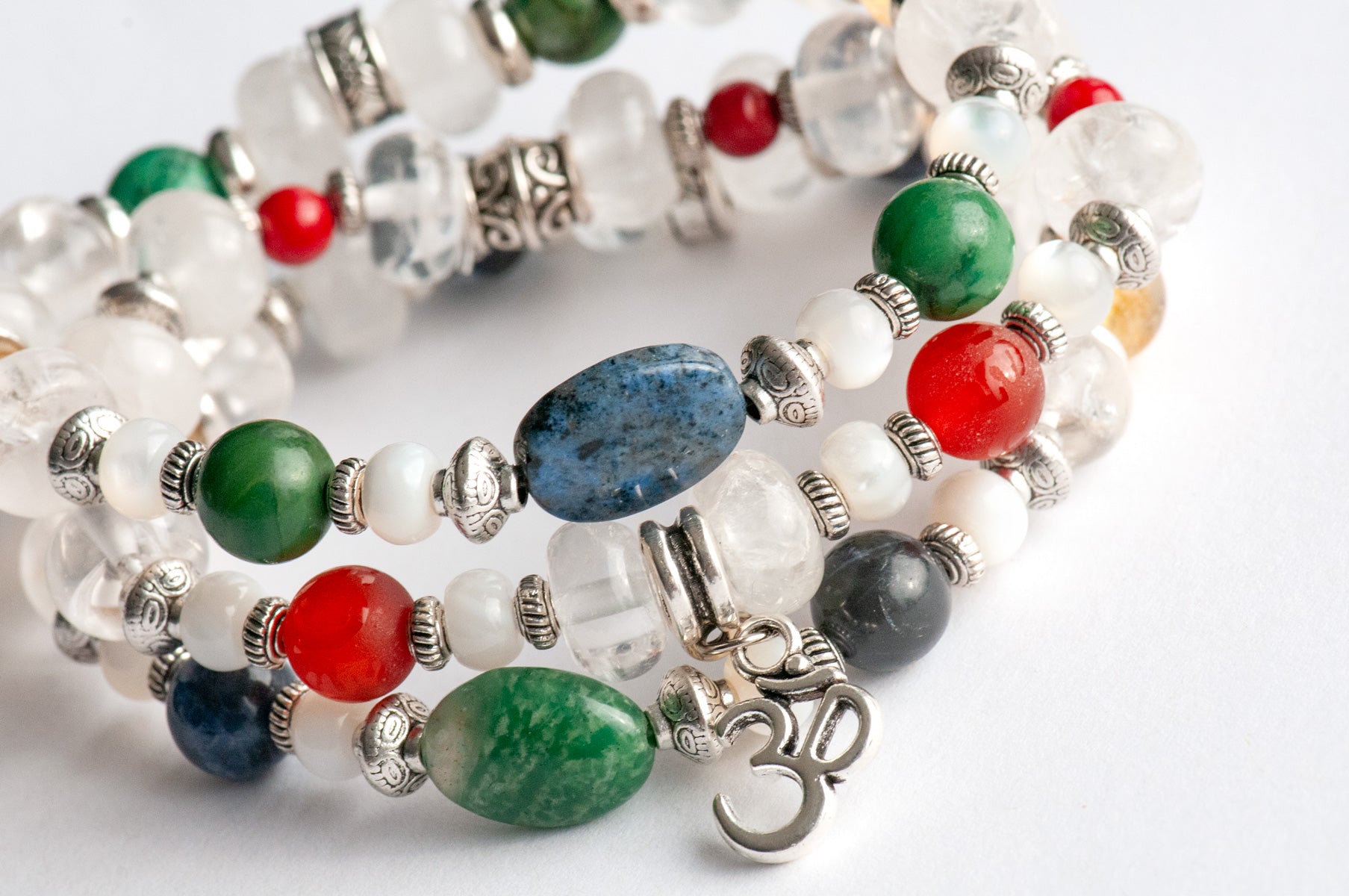Quartz, Sodalite, Agate, Citrine, Verdite, and mother of pearl bracelet inspired by Tibet
