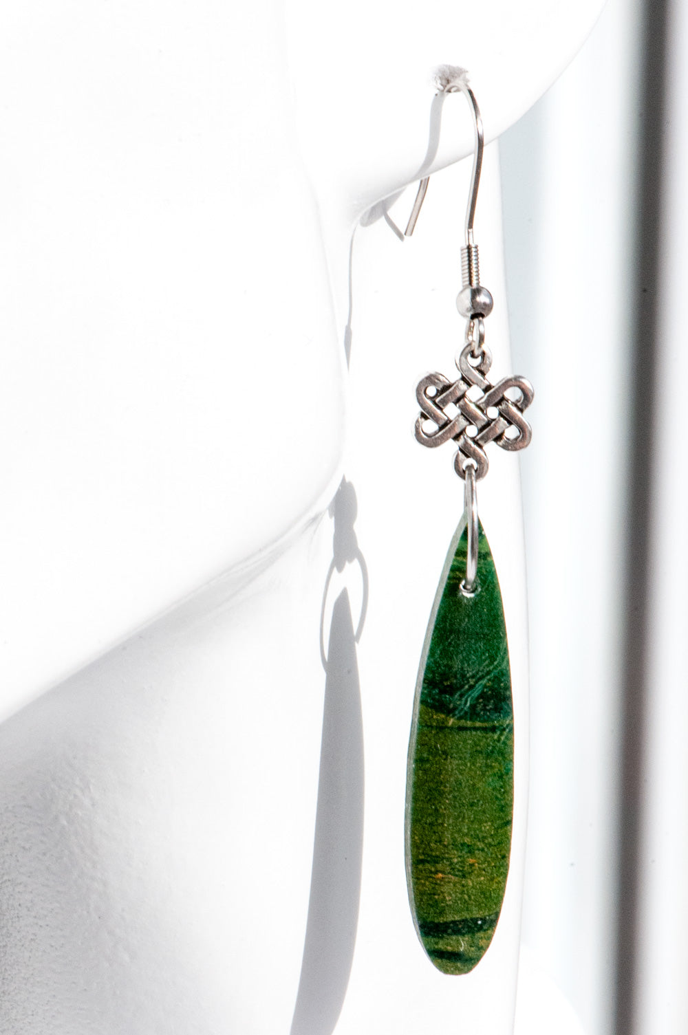 Dublin Dreamin' African Jade Drop earrings with celtic knot