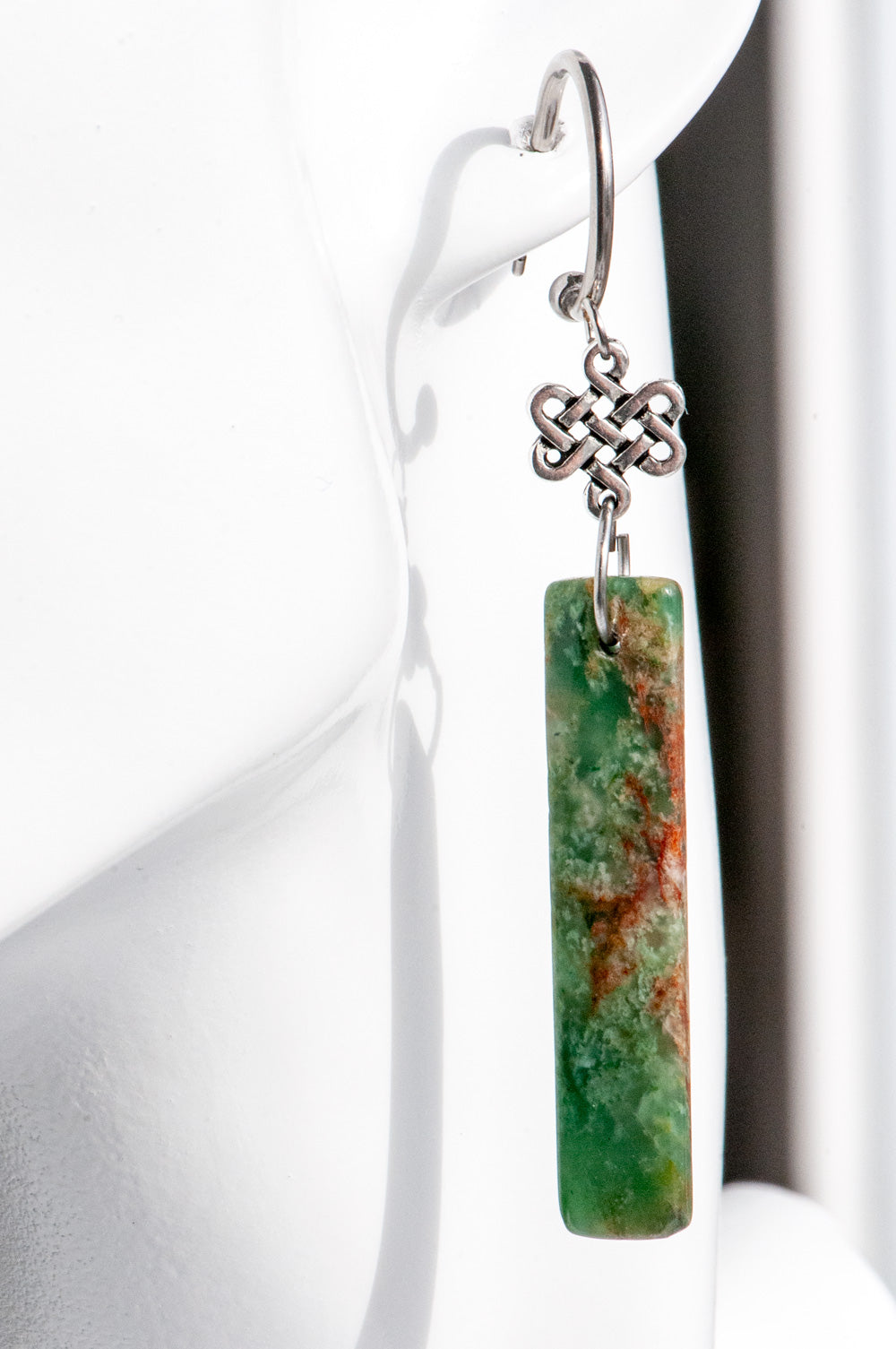 Dublin Dreamin' Jade Drop earrings with celtic knot