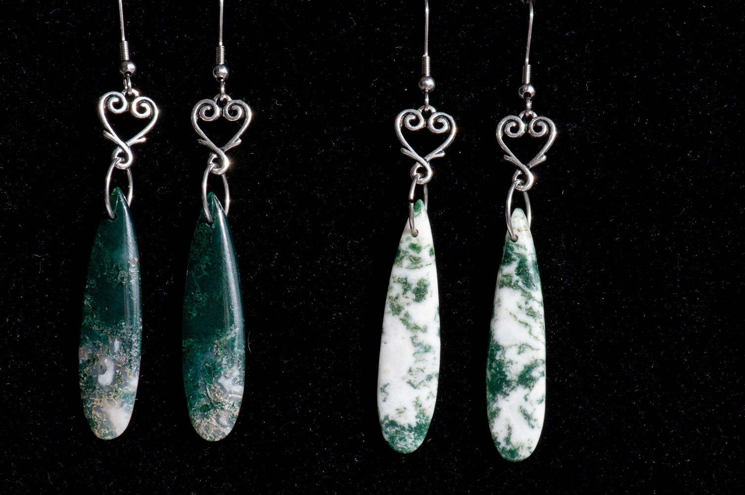 Moss Agate (aka Tree Agate) drop earrings