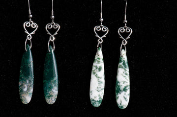 Moss Agate (aka Tree Agate) drop earrings