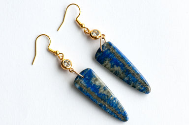 Natural Lapis Lazuli with Pyrite earrings with golden accents