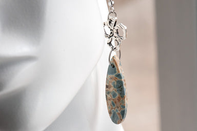 Slate blue conglomerate jasper earrings handmade in Canada