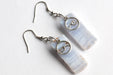 Blue lace agate earrings with wave charm