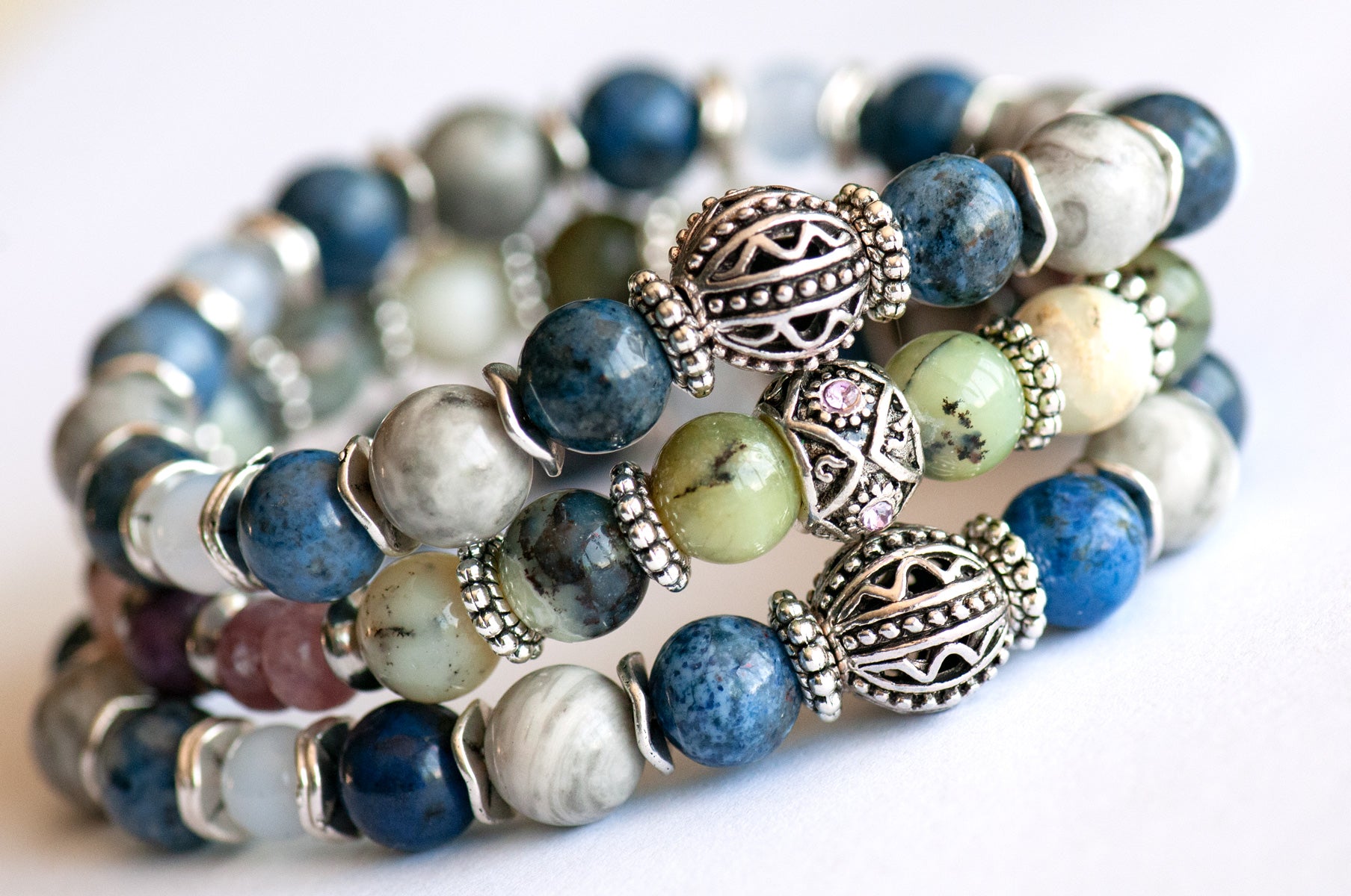 Heather Harbour Scottish landscape inspired gemstone bracelet set