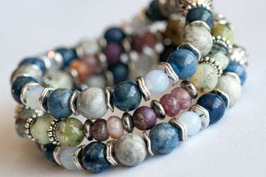 Heather Harbour bracelet set with opal and stichtite crystals