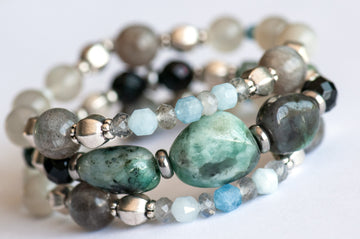 The Kelpies - Emerald & Aquamarine Bracelet Set