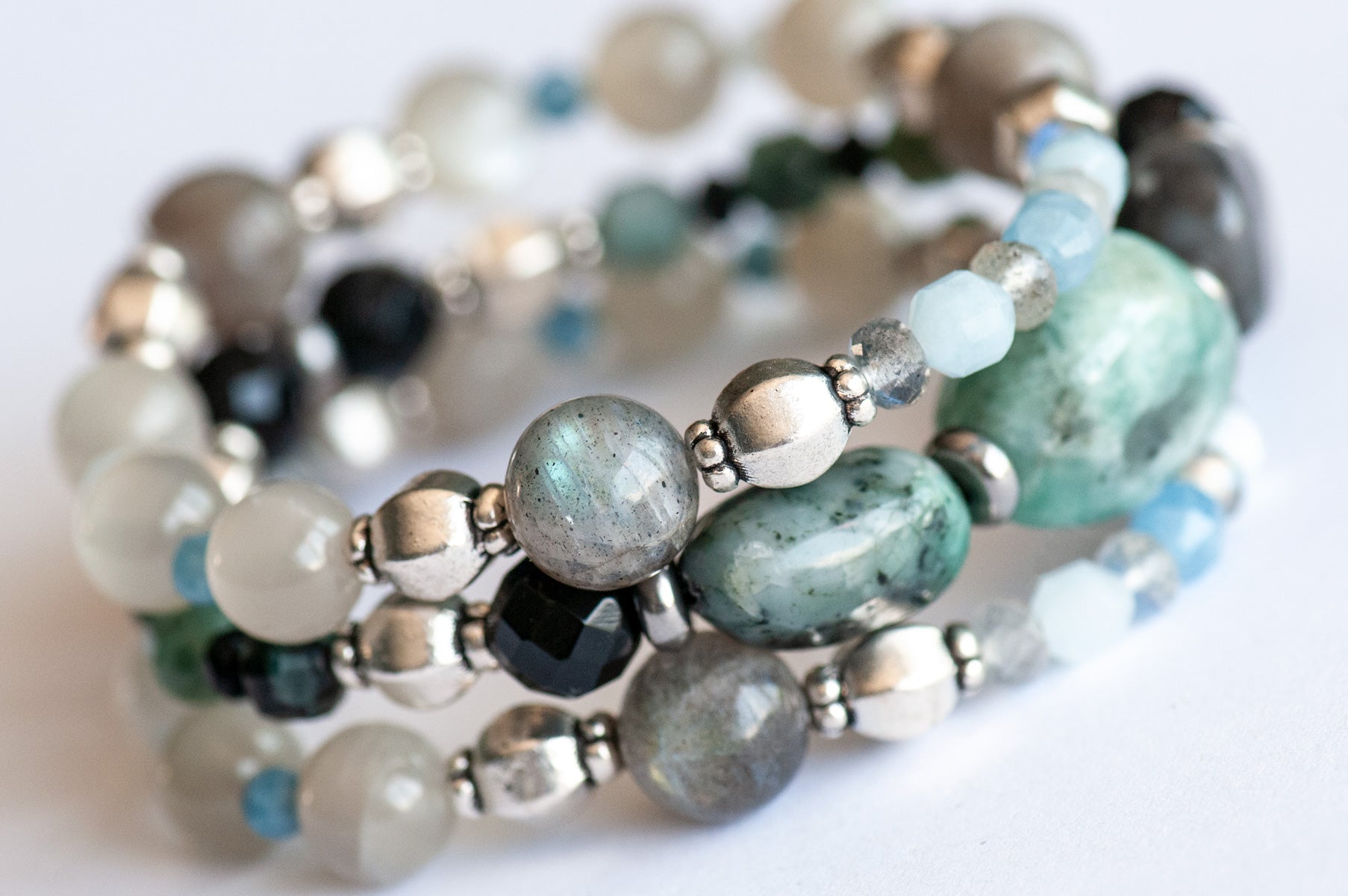 The Kelpies - Emerald & Aquamarine Bracelet Set