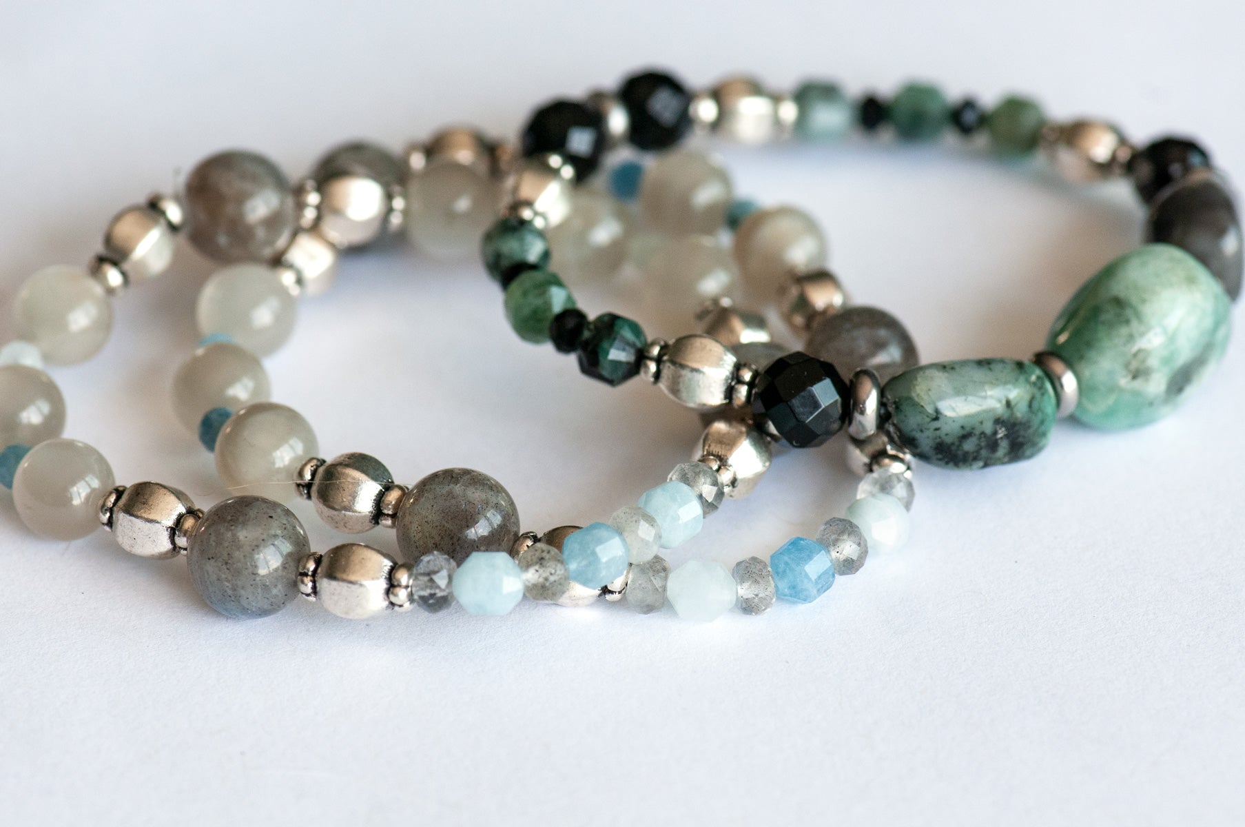 The Kelpies - Emerald & Aquamarine Bracelet Set