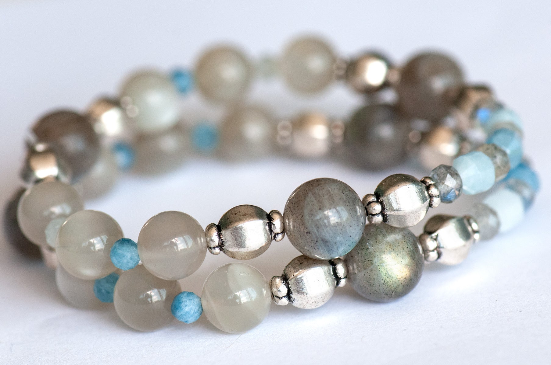 The Kelpies - Emerald & Aquamarine Bracelet Set