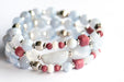 Fierce Understanding bracelet set featuring Blue Lace Agate, Rhodonite, Mother of Pearl, and silver-plated Hematite beads with Tibetan metal spacers, part of the Fierce Friendship Collection