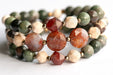 Autumn-themed bracelet set featuring Forest Jasper and Garnet with antique gold spacers
