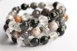 Frosted Lynx gemstone bracelet set with Sage Agate and silver snowflake bead.