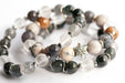 Blue Rutilated Quartz and frosted Quartz bead bracelet set for winter