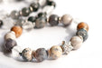 Frosted Lynx gemstone bracelet set with Sage Agate and silver snowflake bead